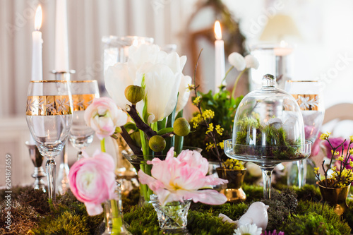 Beautiful And Romantic Decoration Of The Wedding Table In Rustic