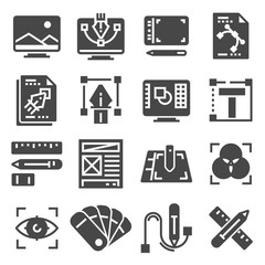 Wall Mural - graphic design, creative package, stationary, software and more, thin line icons set