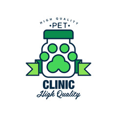 Poster - Pet clinic, high quality logo template design, green badge for company identity, label for veterinary clinic and animal shelte