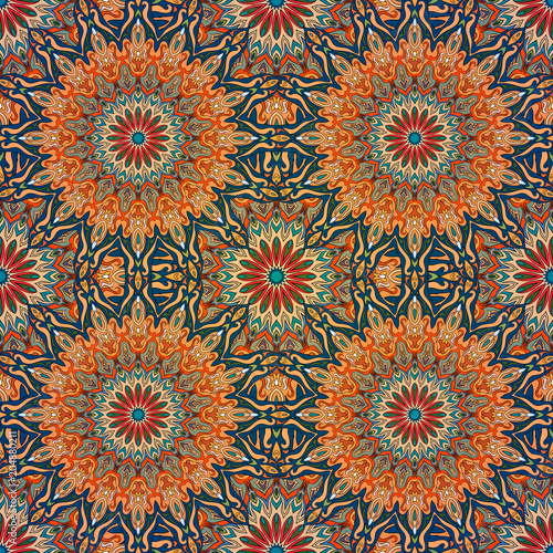 Cotton fabric Jednolity wzór ornament mandala. Vintage elementy dekoracyjne. Ręcznie rysowane tła orientalne.