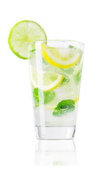 Canvas Print - glass of cold lemonade isolated on white