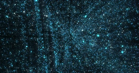 Wall Mural - system of bright point particles move in a space with low gravity. simulation of corpuscular system 