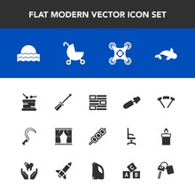 Modern, Simple Vector Icon Set With Instrument, Nature, Parachute, Black, Drum, Jump, Internet, Camera, News, Agriculture, Screwdriver, Extreme, Grilled, Seafood, Garden, Control, White, Meat Icons