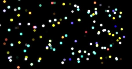 Wall Mural - abstract background with many colored spheres of light floating on and off on black. colored circles
