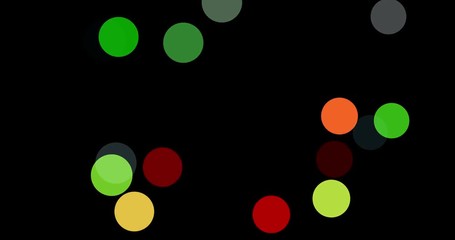 Wall Mural - abstract background with many colored spheres of light floating on and off on black. colored circles
