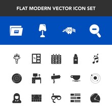 Modern, Simple Vector Icon Set With Fashion, Bottle, Sound, Interior, Office, File, Beauty, Car, Liquid, Note, Kitchen, Automobile, Wheel, Auto, Food, Direction, Home, Table, Schedule, Calendar Icons