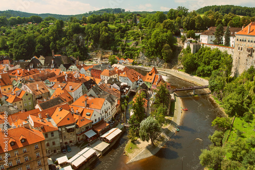 CESKY KRUMLOV, BOHEMIA, CZECH REPUBLIK - View at The Old town and Moldau River Poster