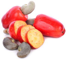 Cashews or Caju Fruit isolated on white background