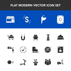  Modern, simple vector icon set with store, grill, wine, water, restaurant, food, check, market, sport, meat, bathroom, headwear, cold, alcohol, drink, ocean, dollar, fashion, supermarket, faucet icons
