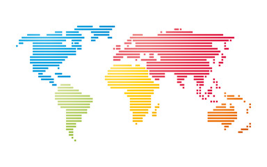 Wall Mural - color vector striped map of the world