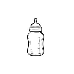 Canvas Print - Feeding bottle hand drawn outline doodle icon. Bottle for feeding of newborn baby vector sketch illustration for print, web, mobile and infographics isolated on white background.