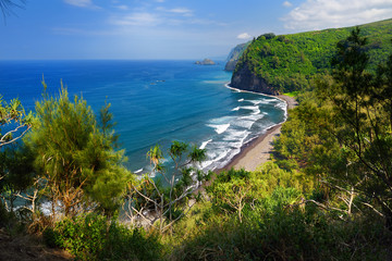 Poster - Stunning view of rocky beach of Pololu Valley, Big Island, Hawaii, taken from Pololu trail.