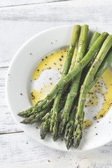 Canvas Print - Cooked asparagus on the plate