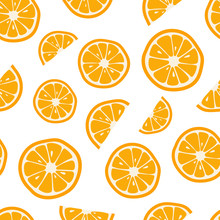 Oranges Seamless Pattern With. Citrus Background. Vector Illustration