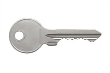 Metal Glossy Apartment Keys Isolated On White Background, Flat Key