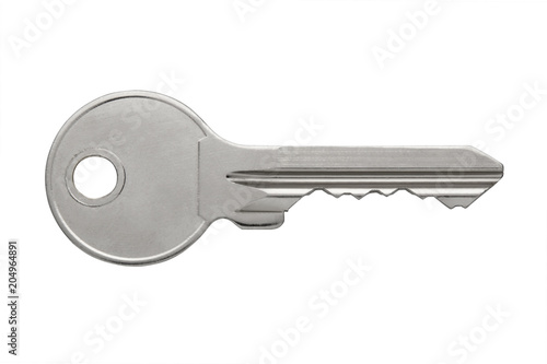 Cuadros en Lienzo metal glossy apartment keys isolated on white background, flat key