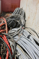 Wall Mural - unusable electrical cables in the waste disposal site