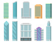 © ONYXprj - Vector office buildings isolate on white. Illustrations of modern skyscrapers