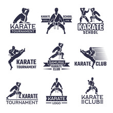 Sport Labels Set For Fighting Club. Karate And Martial Arts