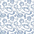 Dogs Stuff, doodle seamless pattern