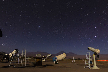 Wall Mural - astronomical tour at atacama desert close to san pedro de atacama town in chile. an easy way to see 