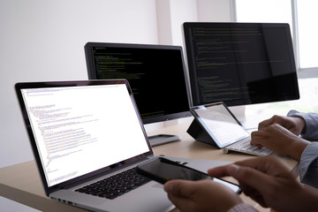 Wall Mural - programmer working developing programming technologies web design online technology