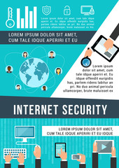 Poster - Internet security banner of data protection design