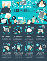 Fototapete - Data stream and cloud computing technology banner