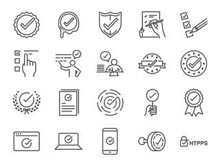 check mark icon set. included the icons as correct, verified, certificate, approval, accepted, confi