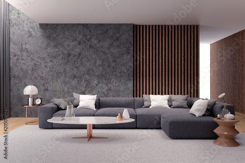 Modern Luxury Living Room Interior Design Black Sofa With Dark Concrete Wall 3d Rendering Buy This Stock Illustration And Explore Similar Illustrations At Adobe Stock Adobe Stock