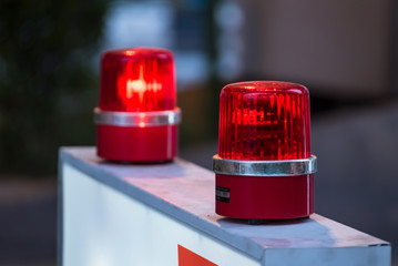 Siren red light with soft-focus in the background.