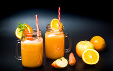 Carrot Orange And Apple Mixed Fruit Smoothies
