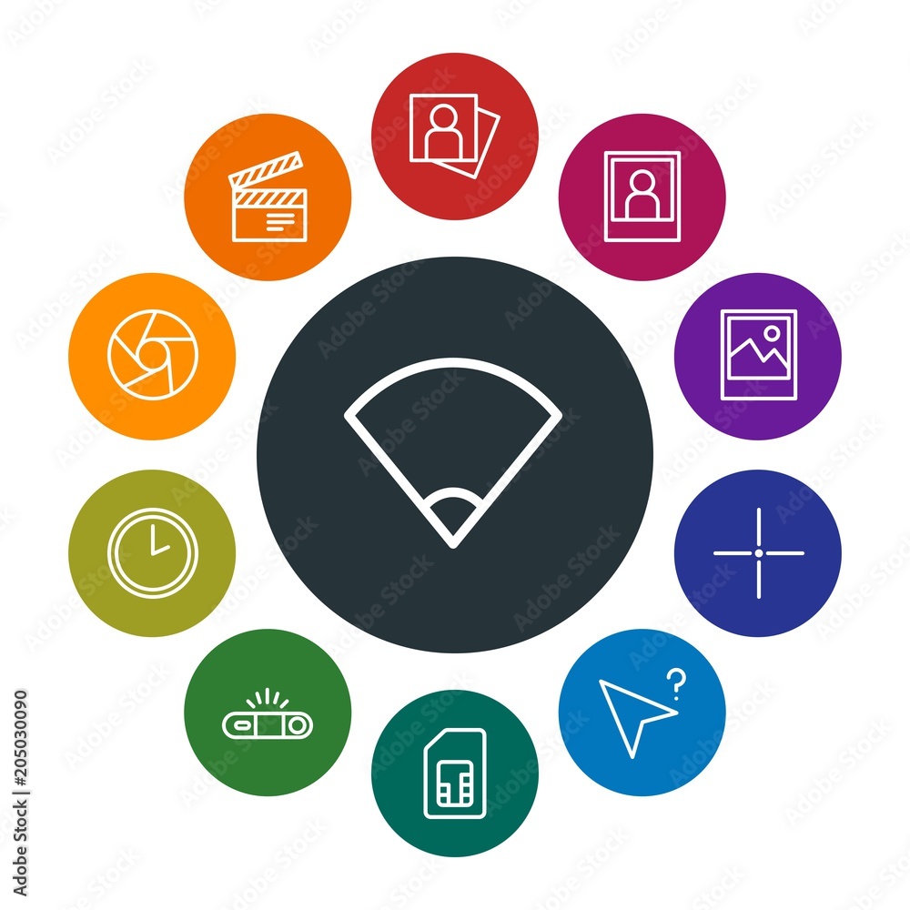mobile, video, photos, cursors Infographic Colorful outline Icons Set ...