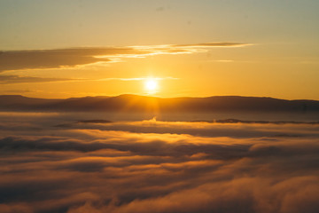 Wall Mural - Misty dawn in the mountains