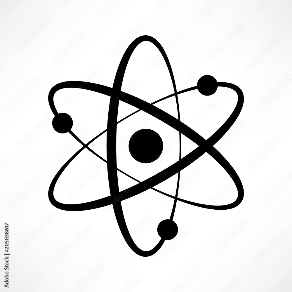 Atom icon vector. Logotype. Symbol - obrazy, fototapety, plakaty 