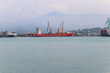 Cargo port on Black Sea in Batumi, Georgia