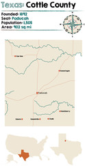  Detailed map of Cottle county in Texas, USA.