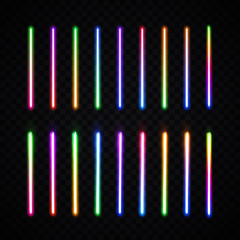 Wall Mural - colorful glowing gradient lines or borders collection isolated on transparent background. halogen or