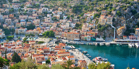 Wall Mural - Aial panoramiv view of Symi, Dodecanese island, Greece