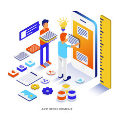 Wall Mural - flat color modern isometric illustration - app development