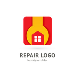 Logo design abstract home repair vector template.