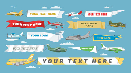 plane banner vector airplane or aircraft with blank message advertisement and text template ad in il