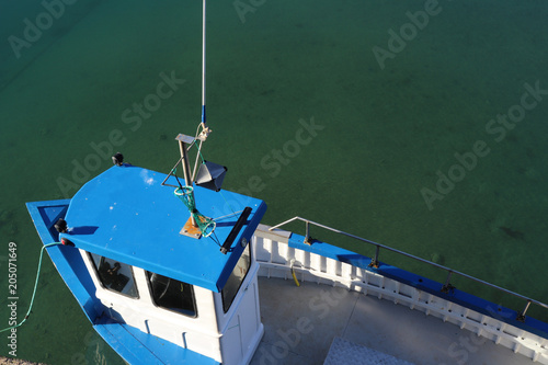 Aerial View Of Cabin Of Small Fishing Boat Buy This Stock Photo