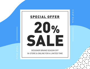 Poster - 20% OFF Special Offer Fashion Sale Banner. Summer Discount Promo Coupon. Season Sale Promotion Coupon Trendy Design Template. Vector Illustration.