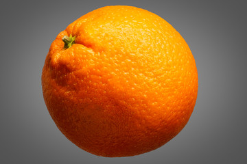 Canvas Print - Fresh delicious single orange fruit isolated on grey background with clipping path