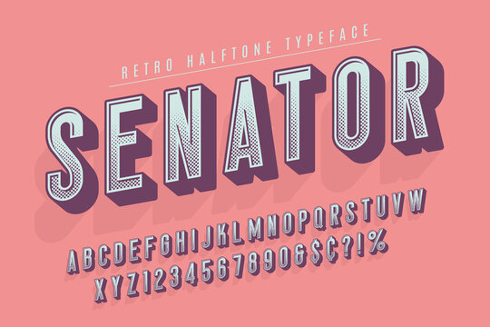 senator trendy vintage display font design, alphabet