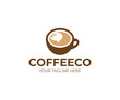 Cup of coffee and speech bubble logo template. Coffee break vector design. Coffeehouse logotype