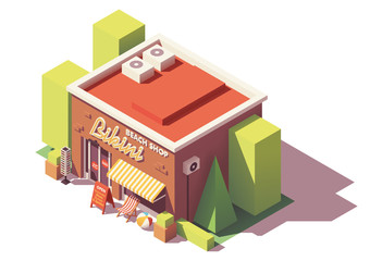 Wall Mural - Vector isometric beach shop