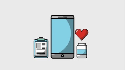 Poster - smartphone online app medical service animation