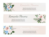 Fototapeta  - Vector set. Vintage labels with flowers. Frame border with copy space